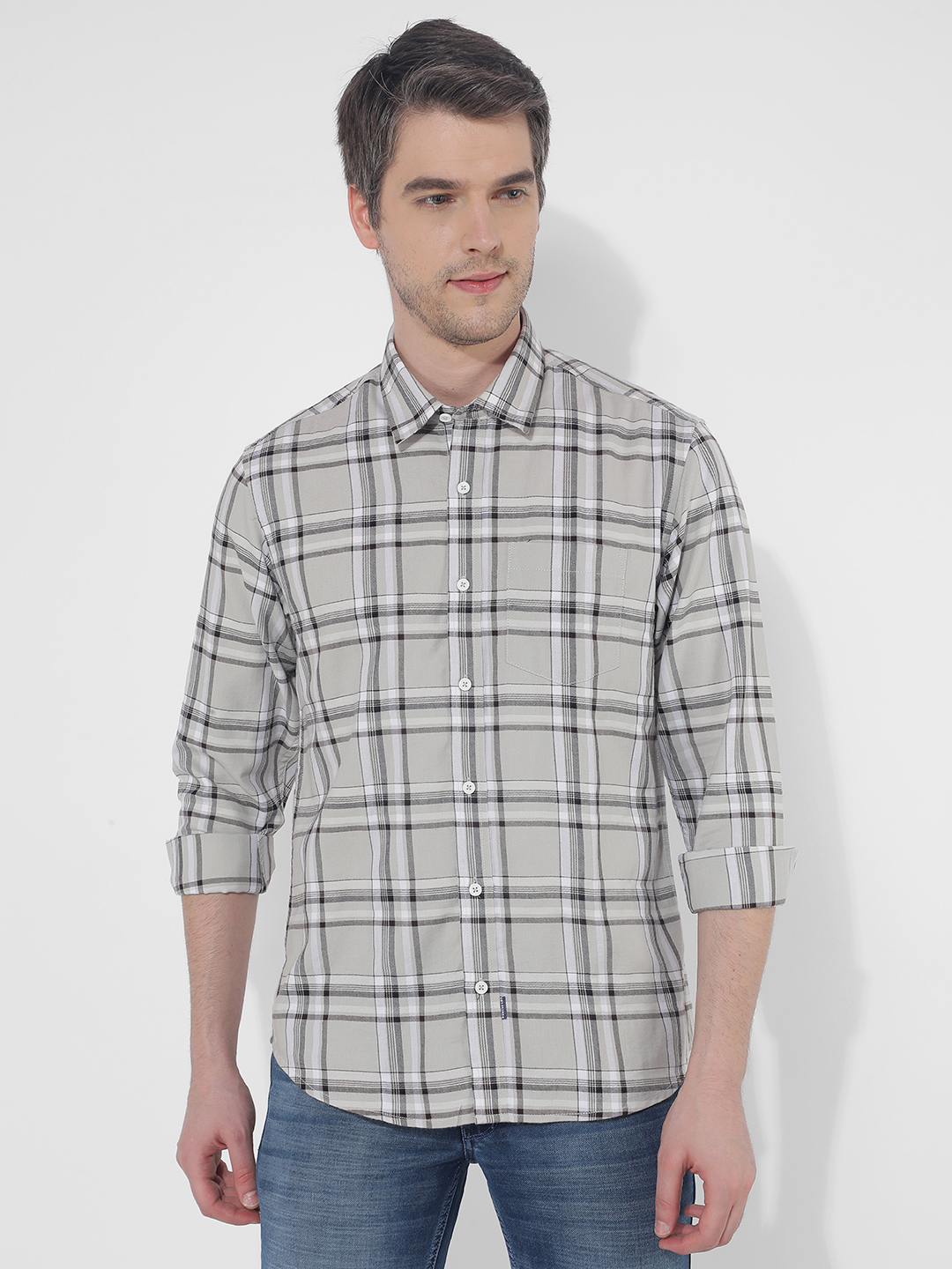 Numero Uno Men Checkered Grey Shirt